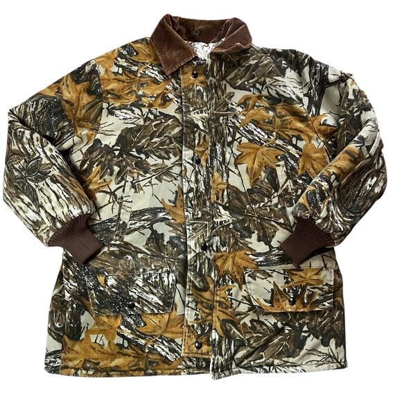 Vintage Walls Reversible Real Tree Hunting Jacket Men’s Camo Corduroy Collar LRG - Picture 2 of 12